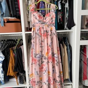 Light pink floral evening dress